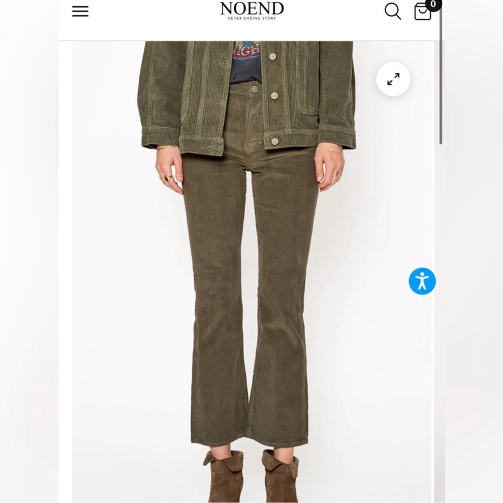 NWT Farrah Corduroy Kick Flare Jeans in Sage, Size 24